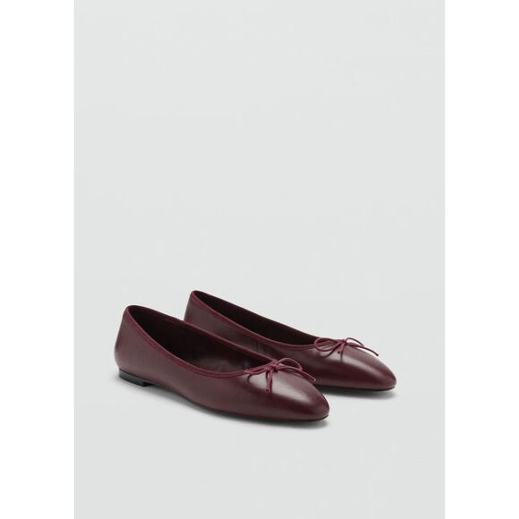 MNG BY MANGO Leather ballet flats in Burgundy womens 41 US 9.5 NEW - Picture 3 of 8